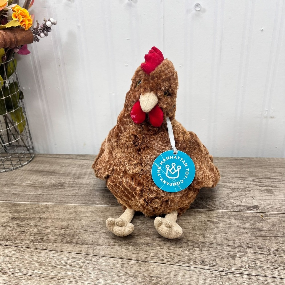 Manhattan Toy Megg Chicken Plush 9" | Soft Stuffed Animal Hen | Farm Animal Toy